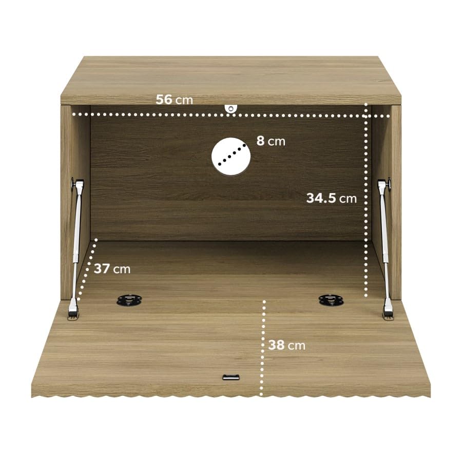 Wooden step stool with measurements on a white background