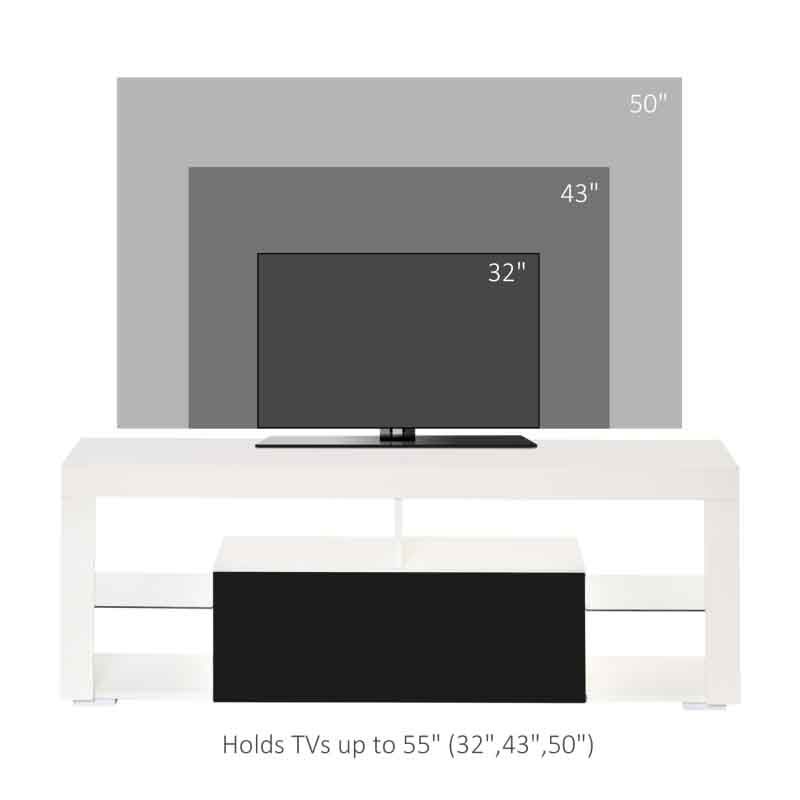 Black and White High Gloss TV Stand Cabinet with LED Lights – Modern Media Unit for Contemporary Living Rooms
