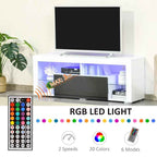 Black and White High Gloss TV Stand Cabinet with LED Lights – Modern Media Unit for Contemporary Living Rooms